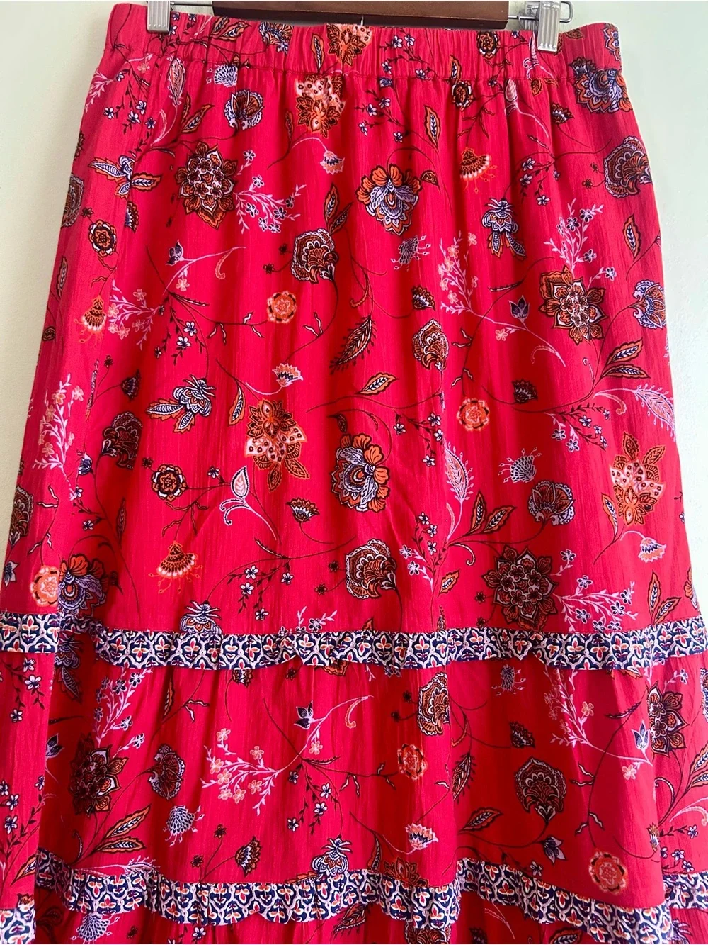 J Jill Floral Cotton Midi Skirt